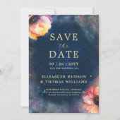 Celestial Floral Galaxy Starry Night Blue Wedding  Save The Date (Vorderseite)