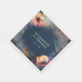Celestial Floral Galaxy Starry Night Blue Wedding Serviette (Ecke)