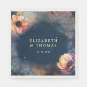 Celestial Floral Galaxy Starry Night Blue Wedding Serviette (Vorderseite)