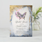 Celestial Floral Moon Butterfly Brautparty Einladung (Stehend Vorderseite)