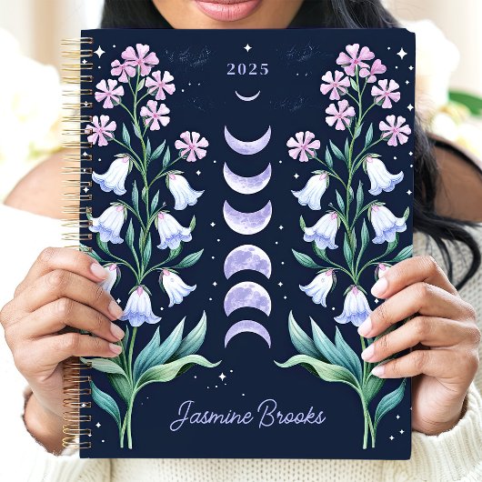 Celestial Floral Moon Phase Individuelle Name Planer