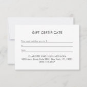 Celestial Floral Salon Business Gift Certificate (Rückseite)