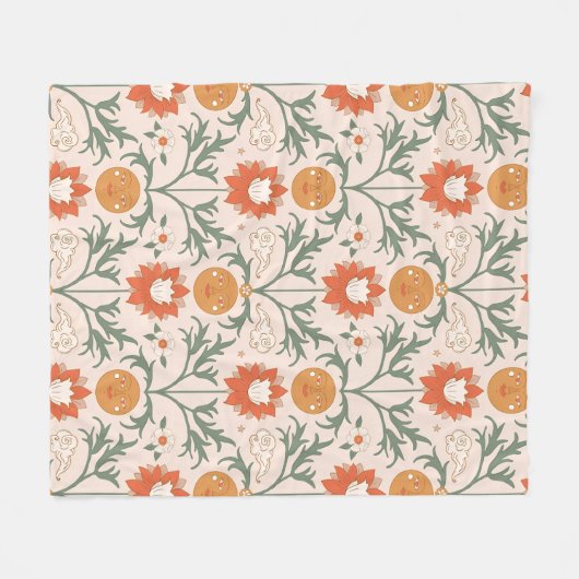 Celestial Floral Sunburst Seamless Pattern Design Fleecedecke (Vorderseite (Horizontal))