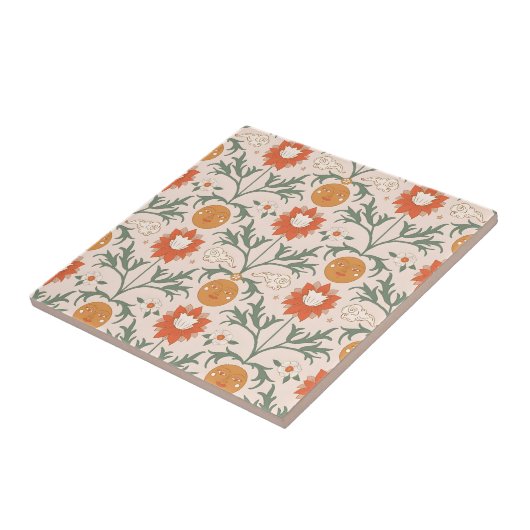 Celestial Floral Sunburst Seamless Pattern Design Fliese (Seite)