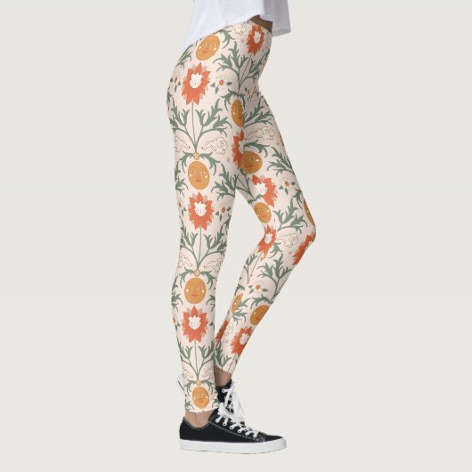 Celestial Floral Sunburst Seamless Pattern Design Leggings (Rechts)