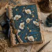 Celestial Florals Cream und Gold auf Marine Seidenpapier