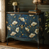 Celestial Florals Cream und Gold auf Marine Seidenpapier
