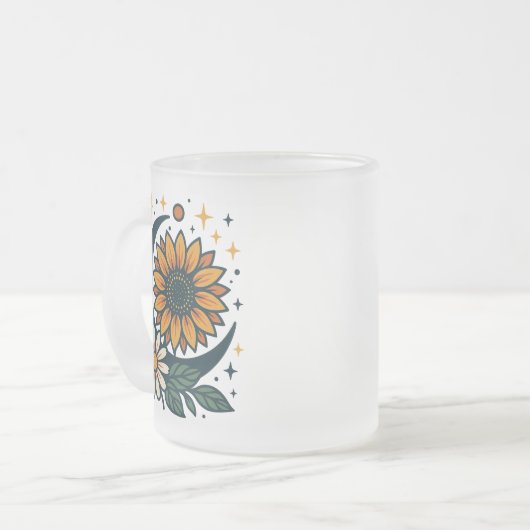 Celestial Flower Frosted Glass Mug Mattglastasse (Vorderseite Links)
