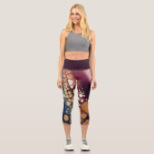 Celestial Fluid Marble in Midnight Gold Capri Leggings (Vorderseite)