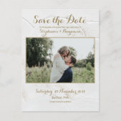 Celestial Foto White Gold Save the Date Postkarte (Vorderseite)