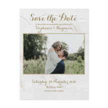 Celestial Foto White Gold Save the Date Postkarte