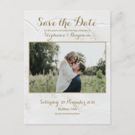 Celestial Foto White Gold Save the Date Postkarte
