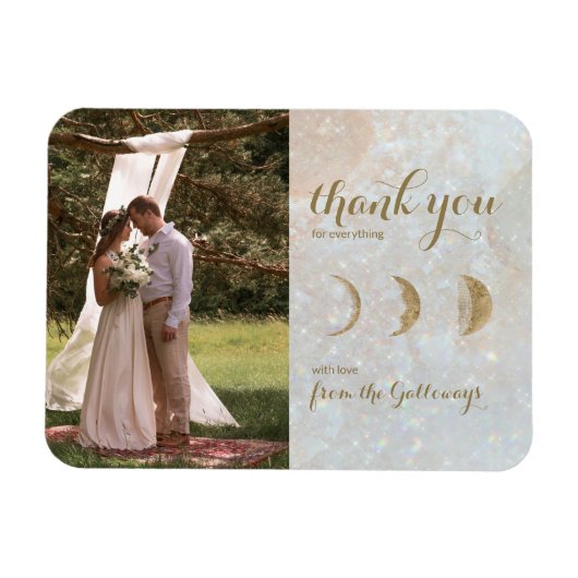 Celestial Foto Zodiac Moon Blue Wedding Vielen Dan Magnet (Horizontal)