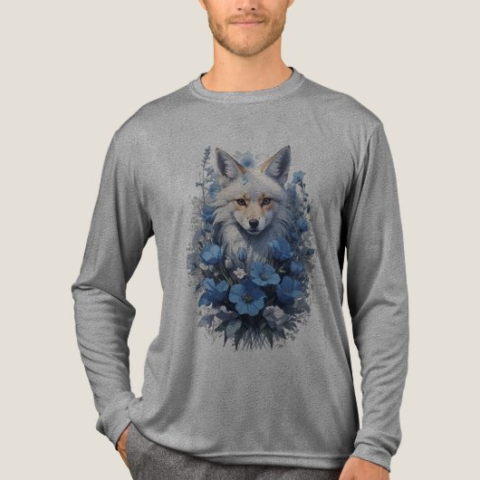 Celestial Fox in Blue Bloom Tri-Blend Shirt (Vorderseite)