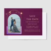 Celestial Fuchsia Gold Foto Wedding Save the Date Pergament Einladungen (Versetzt)