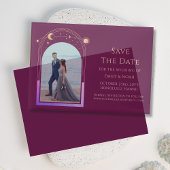 Celestial Fuchsia Gold Foto Wedding Save the Date Pergament Einladungen