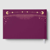 Celestial Fuchsia Gold Sun Moon Stars Hochzeit Gästebuch (Rückseite)
