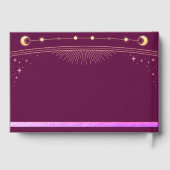 Celestial Fuchsia Gold Sun Moon Stars Wedding  Gästebuch (Rückseite)
