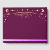 Celestial Fuchsia Gold Sun Moon Stars Wedding  Gästebuch (Rückseite)