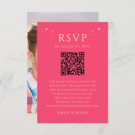 Celestial Fuchsia Pink Budget QR Code UAWG Begleitkarte (Vorne/Hinten)