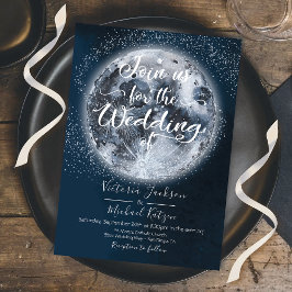 Celestial Full Moon and Stars Einladungen für Hoch