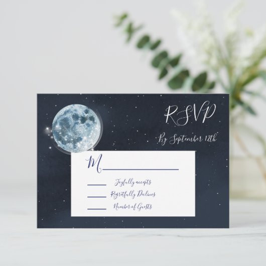 Celestial Full Moon Stars Hochzeitsstimmung UAWG RSVP Karte (Stehend Vorderseite)