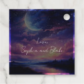 Celestial Full Moon Stars Personalisiert Hochzeit Geschenkanhänger (Rückseite)