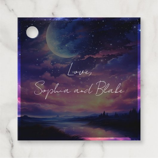 Celestial Full Moon Stars Personalisiert Hochzeit Geschenkanhänger (Vorderseite)