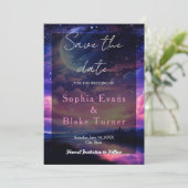 Celestial Full Moon Stars Wedding Save the Date Einladung (Stehend Vorderseite)