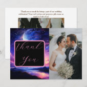 Celestial Full Moon Stars Wolken Foto Hochzeit Dankeskarte (Vorne/Hinten)