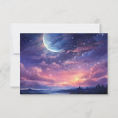 Celestial Full Moon Stars Wolken Hochzeit RSVP Car (Rückseite)