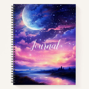Celestial Full Moon Stars Wolken Mystical Journal Notizblock