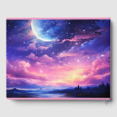 Celestial Full Moon Stars Wolken Mystische Hochzei Gästebuch (Rückseite)