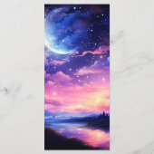 Celestial Full Moon Stars Wolken Mystische Hochzei Menükarte (Rückseite)