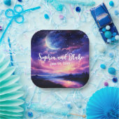 Celestial Full Moon Stars Wolken Mystische Hochzei Pappteller (Party)