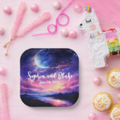 Celestial Full Moon Stars Wolken Mystische Hochzei Pappteller (Party)