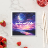 Celestial Full Moon Stars Wolken Mystische Hochzei Serviette (Beispiel)