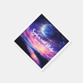 Celestial Full Moon Stars Wolken Mystische Hochzei Serviette (Ecke)