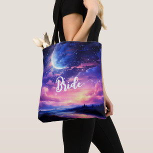 Celestial Full Moon Stars Wolken Mystische Hochzei Tasche