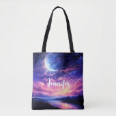 Celestial Full Moon Stars Wolken Mystische Hochzei Tasche (Vorderseite)