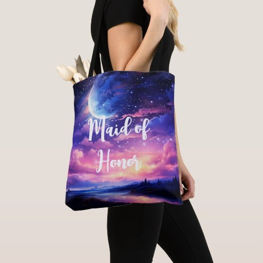 Celestial Full Moon Stars Wolken Mystische Hochzei Tasche (Von Nahem)