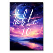 Celestial Full Moon Stars Wolken Mystische Hochzei Tischnummer (Rückseite)