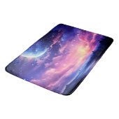 Celestial Full Moon Stars Wolken Mystische Lila Badematte (Schrägansicht)