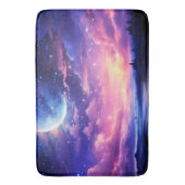 Celestial Full Moon Stars Wolken Mystische Lila Badematte (Vorderseite Vertikal)