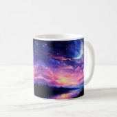Celestial Full Moon Stars Wolken Mystische Lila Kaffeetasse (VorderseiteRechts)