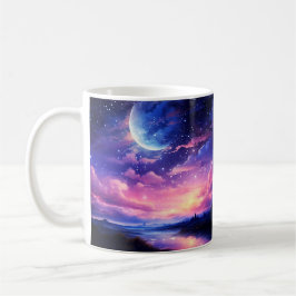 Celestial Full Moon Stars Wolken Mystische Lila Kaffeetasse