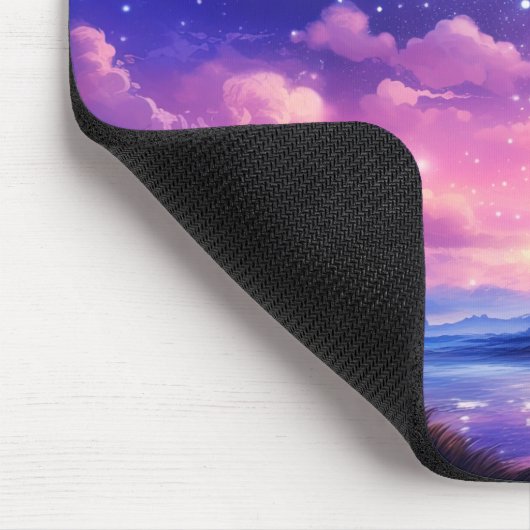 Celestial Full Moon Stars Wolken Mystische Lila Mousepad (Ecke)