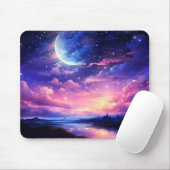 Celestial Full Moon Stars Wolken Mystische Lila Mousepad (Mit Mouse)