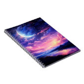 Celestial Full Moon Stars Wolken Mystische Lila Notizblock (Rechte Seite)