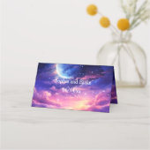Celestial Full Moon Wedding Folded Platzkarte (Rückseite)